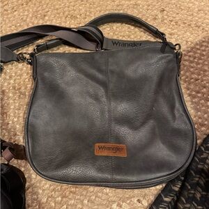 Wrangler Charcoal Leather Shoulder Bag